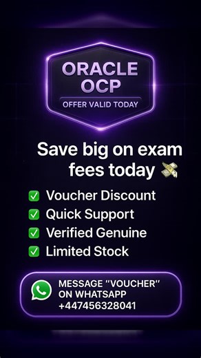 Amol Deshmukh | 🔥 Oracle OCP exam fee discount voucher discount voucher available ✅ ✅ Genuine voucher ✅ Fast delivery ✅ Limited stock today 📲 DM "ORACLE"... | Instagram