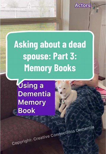 One of the most successful supports for when a person with dementia asks about a deceased loved one. And we follow the person as to if we put in a page about their loved ones death. If we leave it out, and observe, then often we know if someone needs some sort of page about the death added if they ask or say things like “Did I go to the funeral?” “Joe is in heaven.” Follow their lead. Sometimes the last page is one of just safety. “Joe is happy and safe.” They don’t always want to know about the