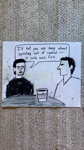 Hand-Drawn Conversation Scene: Fun and Spiraling Out