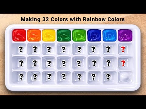Making 32 New Colors with Only Rainbow Colors | Satisfying Color Mixing
