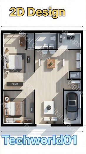 2BHK House Design 2D Plan 🏠.... #home #2bhkhousedesign