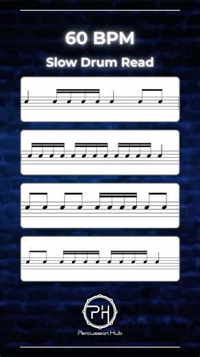 Learn Drum Notation 60 BPM Slow | Easy Sight Reading for Beginners | Rhythm Practice