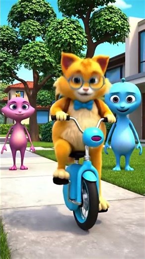 Cute Cat Buys LED Robot and Rides Pastel Unicycle!