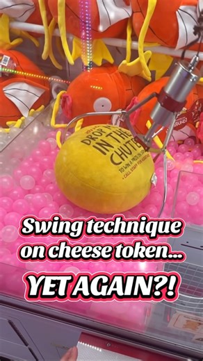 Tony | Arcades, Claw Machines, and Crane Games Tips & Tricks on Instagram: "🧀 WIN at the cheese token claw machines 🛝 Continuing on my journey to provide proof that the swing technique can be used on cheese tokens 🤣 The cheese token claw machines at Round 1 are notorious to being set on payout so it’s been a journey for me to figure out a way around it. I have been using the swing technique on other claw machines that are NOT cheese token and had some high degrees of success. There are more n
