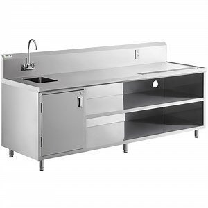 Regency 30" x 96" 16 Gauge Stainless Steel Beverage Table with Left Sink