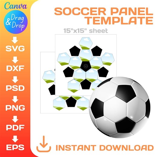 Soccer Ball Wrap Template: DIY Photo Panel (SVG, PNG, Canva) - Etsy