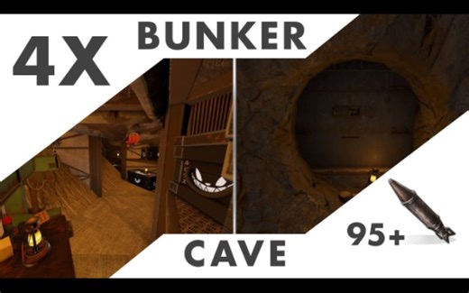 RUST/：Indominus~用于小型洞穴的舒适型 4X BUNKER 洞穴底座 - 建筑设计/