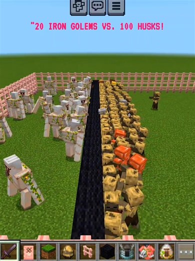 Minecraft Mob War: Iron Golems vs Husks! (INSANE). #minecraft #usa