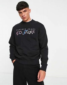 Versace Jeans Couture logo sweatshirt in black | ASOS