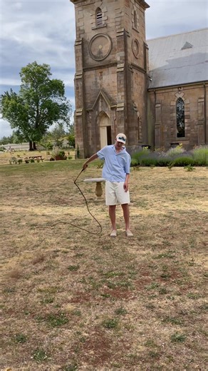 🤷‍♀️There’s a reason why… This is our 16-year-old son Jack cracking the whip 💥 He gave a little demonstration for one of our international tour groups a couple of days ago — but if you ever see or hear Jack (or Garry) cracking the whip at The Church when no one’s around, there’s actually a very practical reason for it. It’s our most effective way to scare off the pigeons — aka rats of the sky 🙄 — that like to sit up on the spire. They poo (a LOT) up there, drop seeds, and before you know it… 