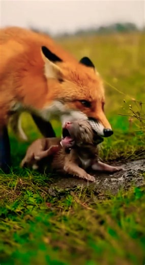 Newborn pup attacked by a fox🦊Kind woman save the tiny baby 🐶❤️#puppy #fox #emotional #kindness