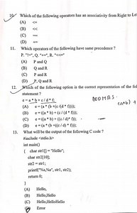 10. Which of the following operators has an associativity from ... | Filo