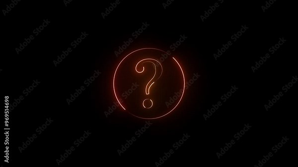 Neon question mark icon. Blue and pink neon glowing question mark .Question Mark animation black screen. 4k video. Stock Video