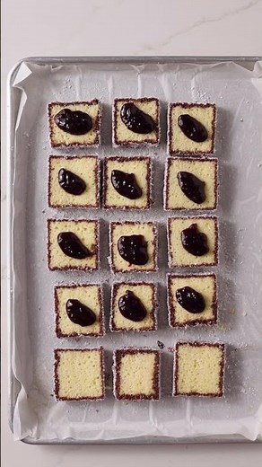 Lamingtons with blackberry jam & vanilla cream recipe #delicious #baking #cake #dessert recipe