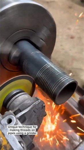Engraving Thread Grooves on Pipes with a Grinder