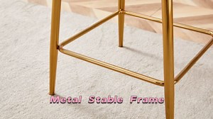 JUFU Transparent Acrylic Bar Stools, Modern Counter Height Bar Chairs with Carbon Steel Legs, Durable and Easy to Clean, Acrylic Kitchen Island Stools for Home, Restaurant (Gold, Set of 4)