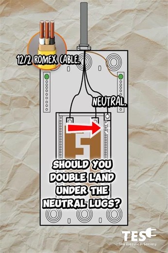 Double-lugging neutrals… Harmless or violation? #electrician #electrical #electricalcircuit #sparky