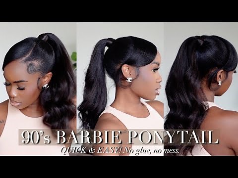QUICK & EASY 90's BARBIE HIGH PONYTAIL W/ SWOOP TUTORIAL | NO GLUE! Y2K inspired | THE DESSY RAY WAY