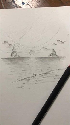 Drawing a sunset view #drawingtutorial #shorts