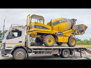 Ajax Agro concrete mixer loading and unloading in BharatBenz truck | Powerful construction work