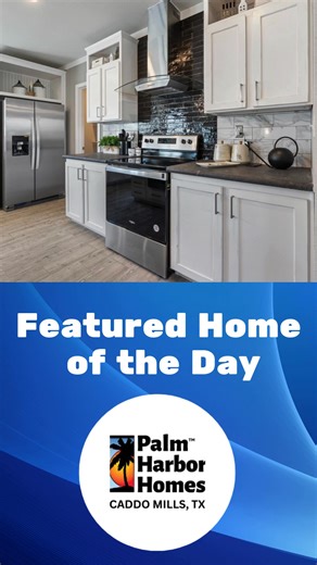 Today's featured home, the Urban Value 41644A at Palm Harbor Homes of Caddo Mills is a stunning 4 bedroom, 2.5 bath, 2,336 square foot model, designed for spacious living and modern comfort! Schedule a no-pressure tour today: https://calendly.com/gm033-palmharbor/60min 4989 W I30, Caddo Mills, TX 75135| Open Mon-Sat 8am-7pm --------------------------- Equal housing opportunity provider. Terms and conditions apply. RBI-33747 | Palm Harbor Homes of Caddo Mills