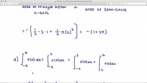 SOLVED:The graph of f shown in the figure consists of straight line segments and a semicircle. Evaluate each integral by interpreting it geometrically. a. ∫-4^1 f(x) d x b. ∫1^5 f(x) d x c. ∫5^8 f(x) d x d. ∫-4^8 f(x) d x