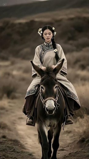 Ancient Journey: Traditional Woman Riding a Donkey Through the Countryside #ancient #traditional