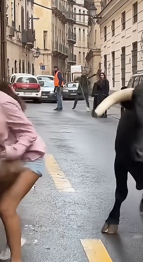 Woman reacts to an angry bull’s attack and ends up falling down. | Laise Muricy