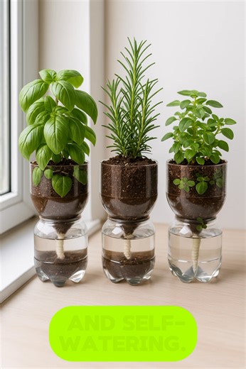 Grow perfect basil, rosemary, and oregano… using nothing but recycled bottles.💬💡 | Garden Whisper