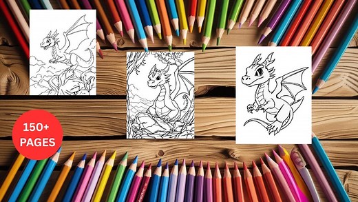 150  Dragon Coloring Pages | Digital Fantasy Coloring Bundle Printable Dragon Art for Adults & Kids Mythical Creatures PDF Instant Download - Etsy UK