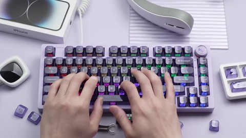 dagaladoo Purple Clear keycaps,Transparent keycaps 60 75 100 Percent,Crystal keycap Set,Shine Through Key caps Ceramic Style,MDA Profile Keyboard Key Cap for Mx Switches Mechanical Keyboard(115key)