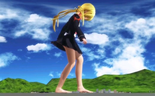 [MMD giantess]2D風味な巨大娘（台詞付き）-giantess 2D(with subtitle)