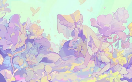 韩国画师WEJI-花园插画