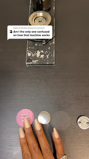 Reply to @lexitheratqueen How to make pinback buttons! #pinbackbuttons #blackwomenoftiktok #blackwomenmatter #shopsmall