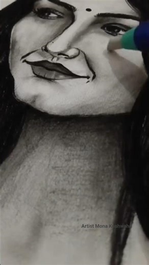 How to draw charcoal portrait ✨ 🖤#drawing #sketch #hairstyle #hairdrawing #kesariya #charcoal #trend