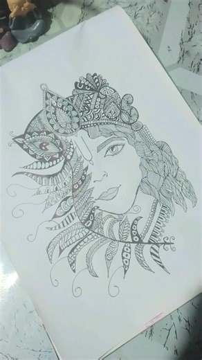 Krishna ji mandal art 😍🦚II krishna ji and mandala design 🙏#viral #trending