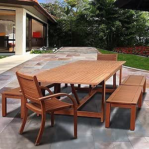 Amazonia Ginger 7 Piece Eucalyptus Extendable Rectangular Dining Set