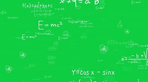Download Math formula, mathematic calculation equation, thinking knowledge IQ, science formula animation overlay effect on green screen background for free