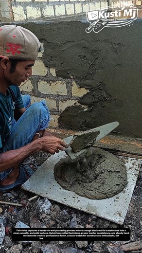 Wall Finishing Mastery: Turning Rough Blocks into a Smooth Cement Surface.