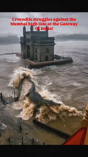 DeepSeaDiscoveries on Instagram: "A full-blown National Geographic_ Mumbai Edition unfolded today as a bewildered crocodile found itself battling the mighty Arabian Sea right at the Gateway"