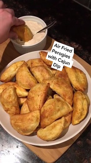 Crispy Air Fried Perogies with Cajun Dip