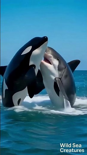 Orca vs Shark: When Giants Clash Above the Waves! 🦈🐋 #shorts