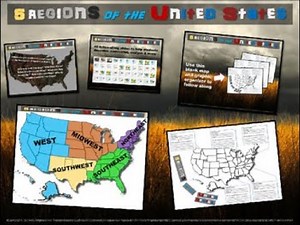 NEW! 5 REGIONS OF THE UNITED STATES: 40 follow-along PPT slides with map handout