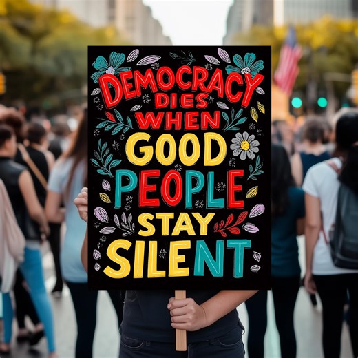 Democracy Dies When Good People Stay Silent Poster, Printable Rally Sign, Resistance Activist Art - Etsy