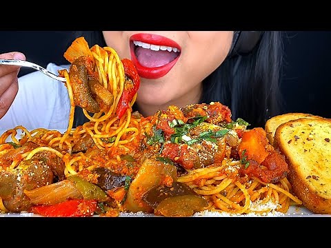 My First Soft Spoken ASMR Roasted Spaghetti & Garlic Bread Eating Sounds ASMR Phan