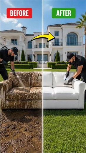 Mud-Covered Sofa Restored in Just 10 Seconds! 🤯 | Most Satisfying Cleaning Ever #beforeafter