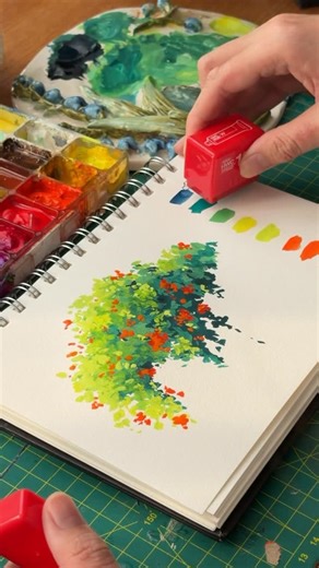 Lê Bảo Châu on Instagram: "How to paint a trumpet vine bush in a Ghibli-inspired style #gouache #art #ghibli #arttutorials"