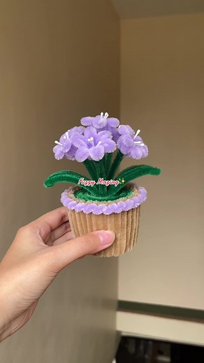 Clivia Flower in a Handmade Fuzzy Wire Pot