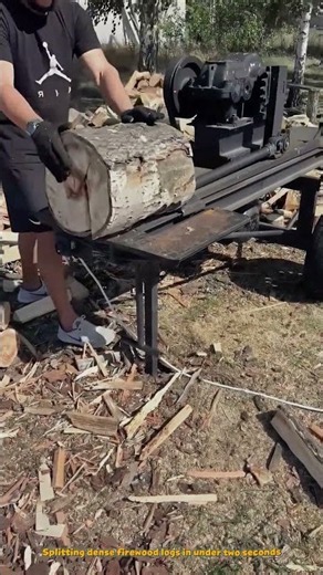 Ultra-Fast Wood Splitting: High-Speed Kinetic Log Splitter Cleaving Hardwood Rounds