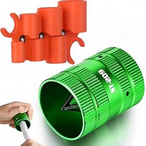 1/4'' - 1'' Depth Gauge and Pipe Deburring Tool Kit, 1/8'' to 1-5/8'' Inner Outer Reamer Pipe Tubing Chamfer Tool for PVC/PPR/Brass/CPVC/PE-RT/Aluminum